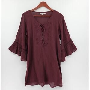 O'NEILL Salt Water Swim Dress Medium Wine Guaze Coastal Resortwear